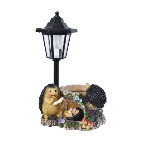 Iluminat Exterior - Lampa solara decorativa pentru gradina, model arici, rasina, negru