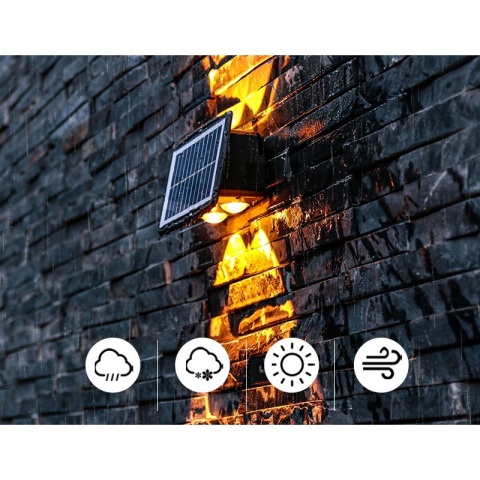 Lampa solara LED bidirectionala pentru perete, 6 LED-uri, ABS, alb cald [3]