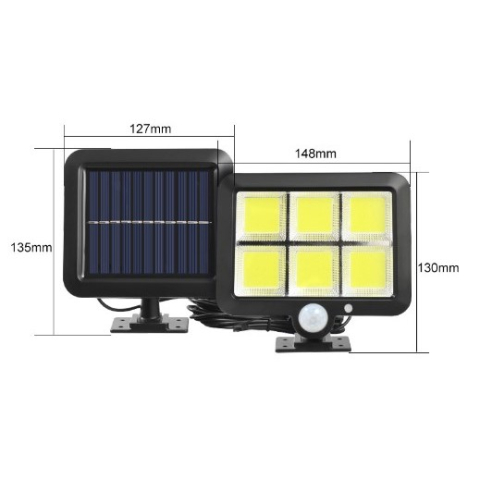 Lampa solara LED cu 6 grile COB, senzor lumina si miscare, cablu 4.8 m, lumina alba [4]