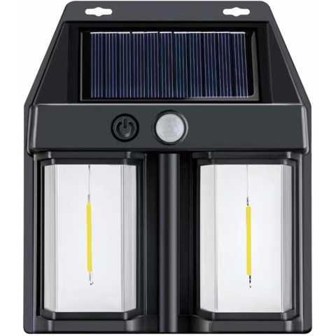 Iluminat Exterior - lampa solara LED decorativa perete neagra 15x13x6 cm