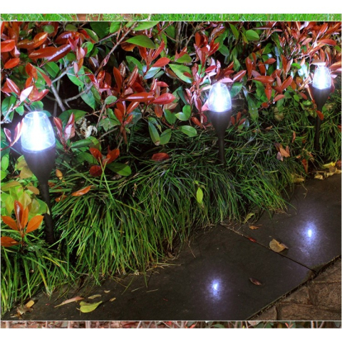 Lampa solara LED pentru gradina, set 10 bucati, tip pahar de vin, efect de flacara, negru [5]