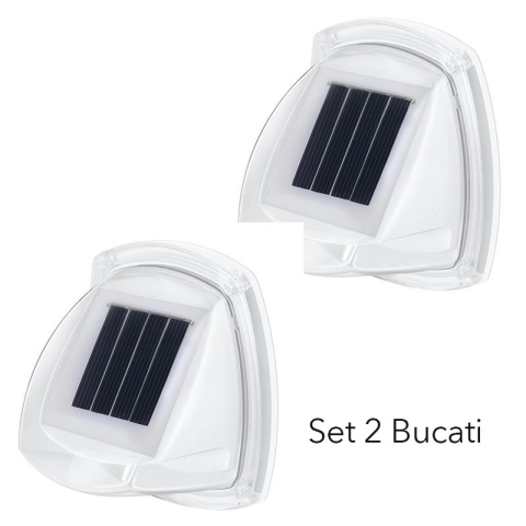 Lampa solara LED pentru gradina, set 2 bucati, montare perete, 8 LED-uri alb cald [1]