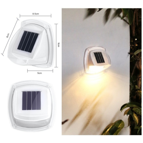 Lampa solara LED pentru gradina, set 2 bucati, montare perete, 8 LED-uri alb cald [4]