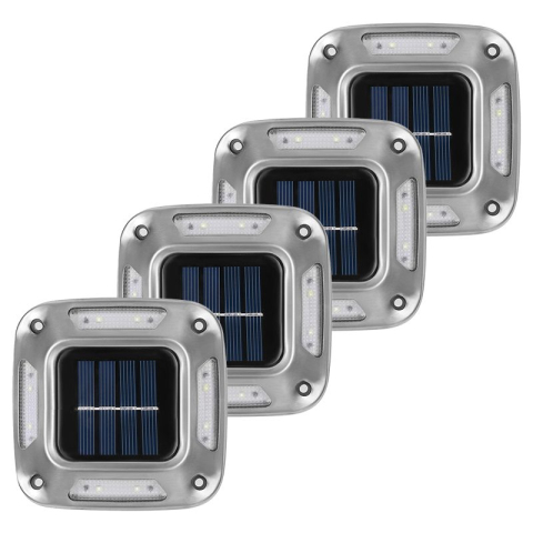 Iluminat Exterior - Lampa solara LED pentru gradina, set 4 bucati, 8 LED-uri, prindere perete si impamantare, ABS si policarbonat