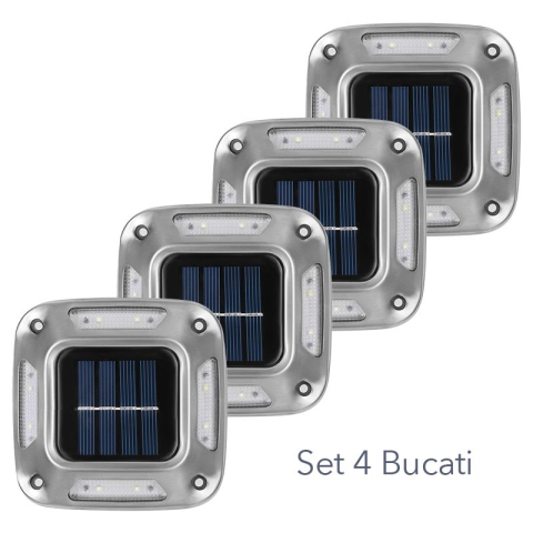 Lampa solara LED pentru gradina, set 4 bucati, 8 LED-uri, prindere perete si impamantare, ABS si policarbonat [1]