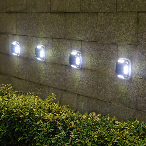 Lampa solara LED pentru gradina, set 4 bucati, 8 LED-uri, prindere perete si impamantare, ABS si policarbonat [4]