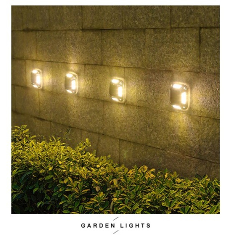 Lampa solara LED pentru gradina, set 4 bucati, 8 LED-uri, prindere perete si impamantare, ABS si policarbonat [6]