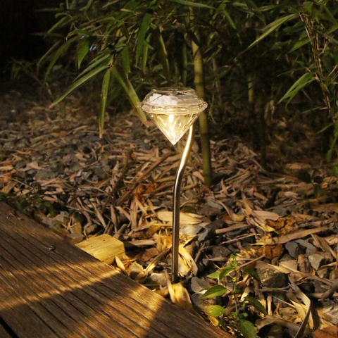 Lampa solara LED pentru gradina, set 4 bucati, tip diamant, lumina alb calda [3]