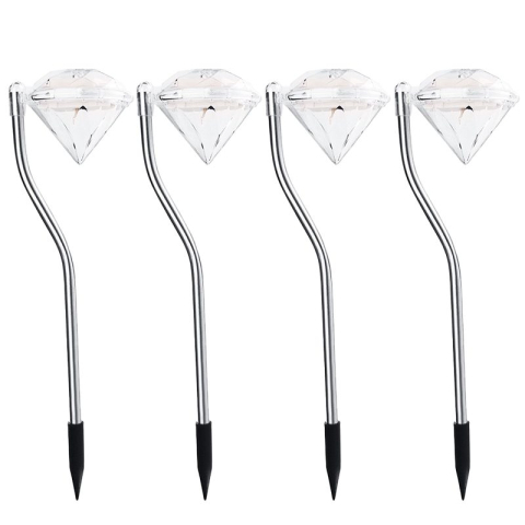 Iluminat Exterior - Lampa solara LED pentru gradina, set 4 bucati, tip diamant, multicolor, ABS 30 cm