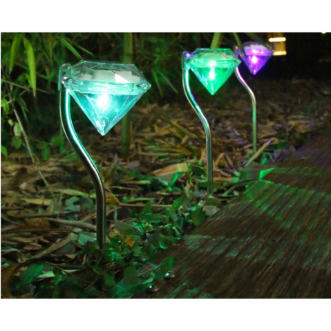 Lampa solara LED pentru gradina, set 4 bucati, tip diamant, multicolor, ABS 30 cm [3]