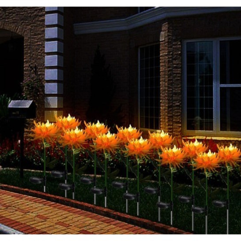Lampa solara LED tip crizantema, senzor lumina automat, inaltime 80 cm, multicolor [5]