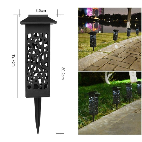 Lampa solara LED tip felinar cu acoperis, set 6 bucati, lumina alb rece, negru [3]