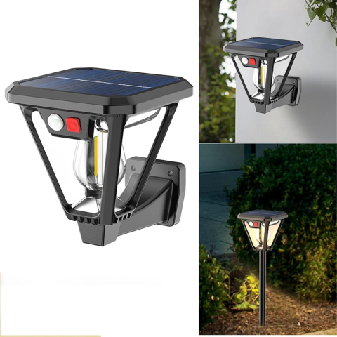 lampa solara LED tip felinar negru pentru exterior [7]