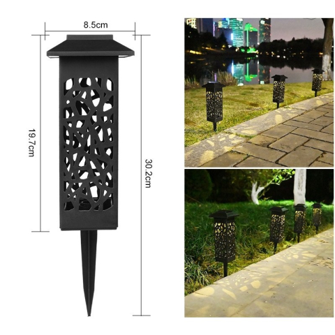 Lampa solara LED tip felinar, set 6 bucati, lumina calda, negru [4]