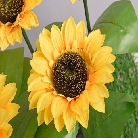 Lampa solara LED tip floarea soarelui, 3 flori, inaltime 70 cm, lumina calda [5]