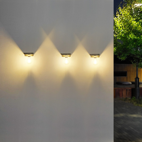 Lampa solara pentru exterior, tip bec, cu senzor de miscare, alb cald [2]