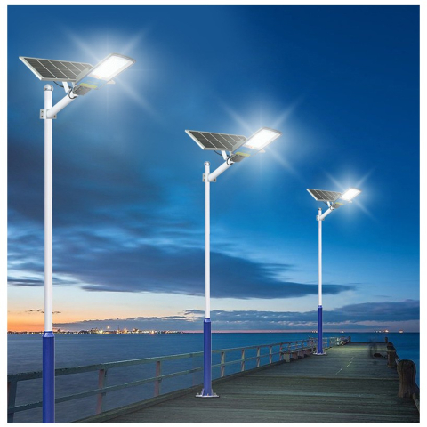 Lampa solara stradala, 240 LED-uri, senzor de lumina, panou 35W, ABS gri [6]
