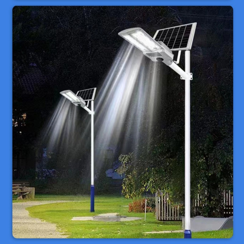 Lampa solara stradala, cu doua grile, senzor lumina, finisaj mat, gri [1]