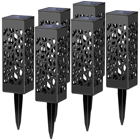 Lampi solare LED, set 6 bucati, tip felinar, lumina alb rece, negru [0]