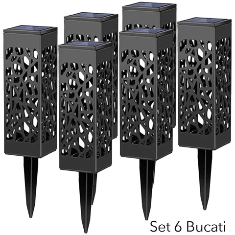 Lampi solare LED, set 6 bucati, tip felinar, lumina alb rece, negru [1]