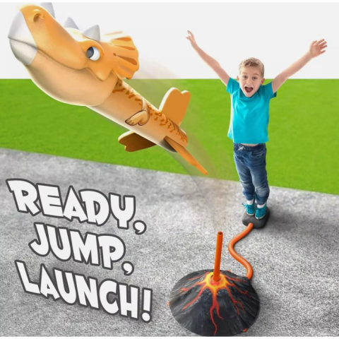 Lansator de rachete cu piciorul, model Vulcan, 3 rachete cu lumini, 30 cm inaltime [7]