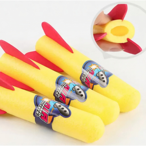 Lansator rachete cu piciorul, dublu, 3 rachete colorate, plastic [3]