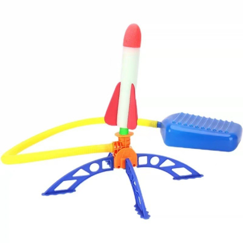 Lansator rachete cu piciorul, jucarie interactiva, 3 rachete colorate, plastic si silicon [4]