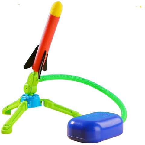 Lansatoare si Pistoale de Jucarie (Spuma / Gel) - Lansator rachete cu piciorul, jucarie zburatoare, 3 rachete incluse, plastic si silicon