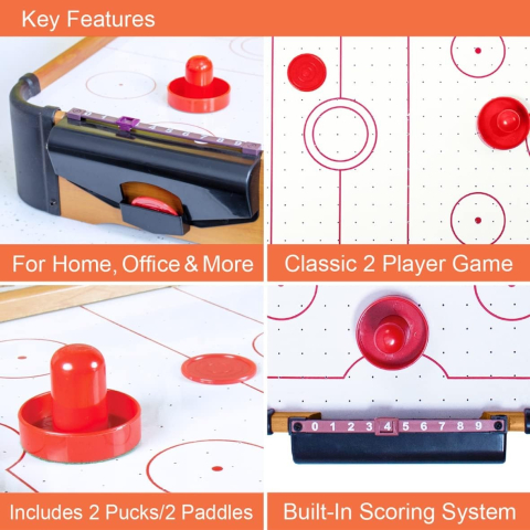 Masa de air hockey cu picioare lungi, model cu picioare lungi, lemn, maro [4]