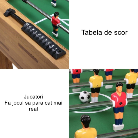 Masa de fotbal cu teren, 8 manere, tablou scor, metal si lemn, 120x61.5x81 cm [4]