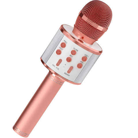 Copii & Jucarii - microfon karaoke portabil bluetooth boxa incorporata rose gold