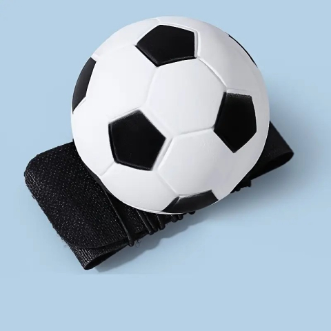 Minge saltareata hiperelastica, model fotbal cu fixare de mana, diametru 66 mm, alb negru [1]