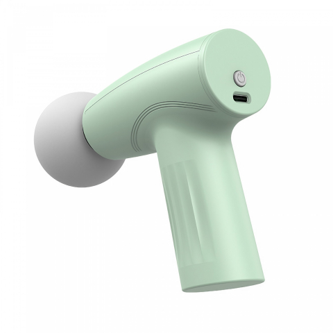 Produse utile sub 50 RON - Mini aparat de masaj tip pistol, portabil, incarcare USB Tip C, 3 trepte de viteza, verde