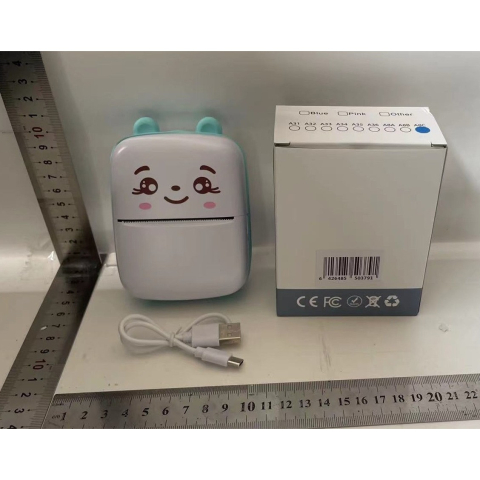 Mini imprimanta foto portabila, model ursulet, print alb-negru, incarcare USB [2]