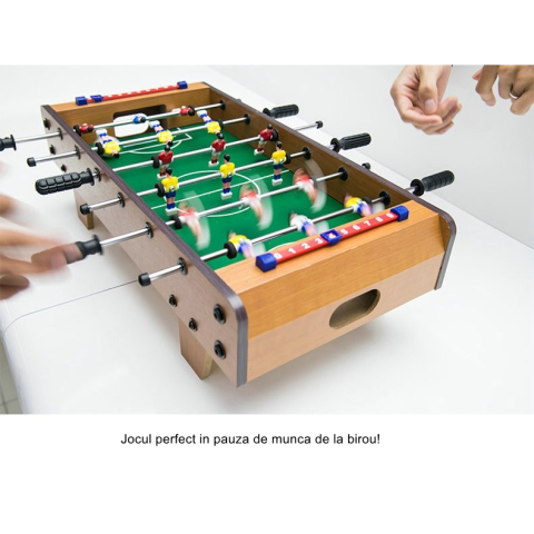 Mini masa de fotbal, 6 manere, 18 jucatori, metal si lemn, 50x25x16 cm [3]