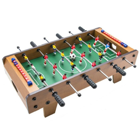 Vehicule de Jucarie - Mini masa de fotbal, 6 manere, 18 jucatori, metal si lemn, 50x25x16 cm