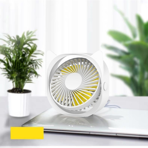 Mini ventilator de birou, rotire 360 grade, 3 viteze, alb, USB [1]