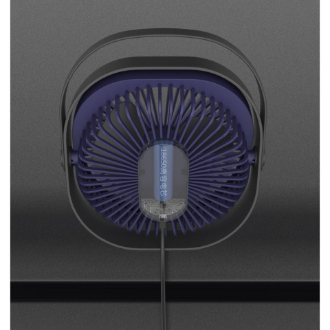 Mini ventilator de birou, rotire 360 grade, 3 viteze, alimentare USB, albastru [2]