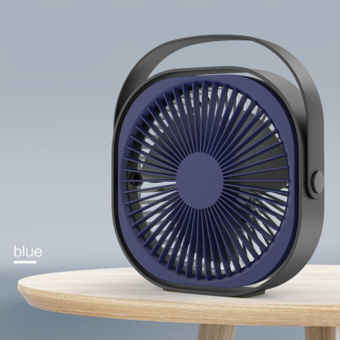 Mini ventilator de birou, rotire 360 grade, 3 viteze, alimentare USB, albastru [1]