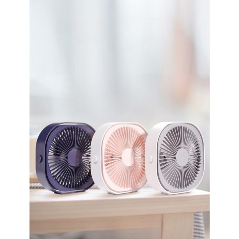 Mini ventilator de birou, rotire 360 grade, 3 viteze, alimentare USB, albastru [3]
