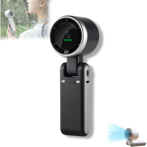 Mini ventilator portabil, 5 trepte viteza, afisaj digital, incarcare USB-C [5]