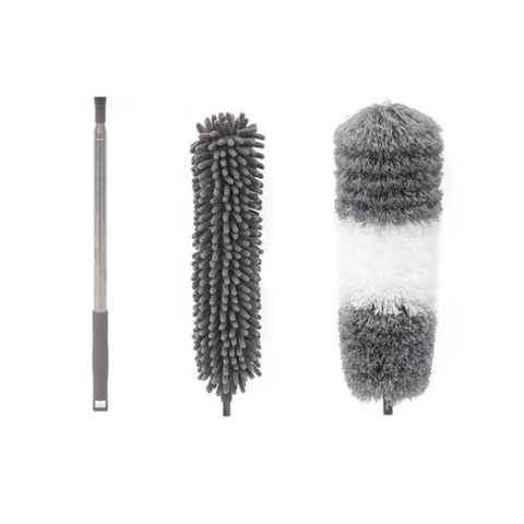 Mopuri si Seturi Curatenie - mop microfibra set 2 capete maner extensibil gri