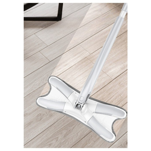 Mop plat cu sistem de stoarcere, rotire 360°, maner telescopic 140 cm, argintiu [7]