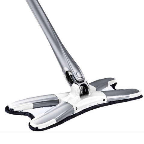 Mopuri si Seturi Curatenie - Mop plat cu sistem de stoarcere, rotire 360°, maner telescopic 140 cm, argintiu