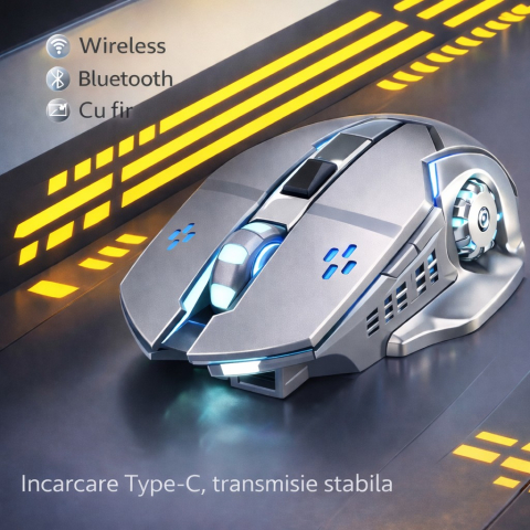 Mouse wireless, 6 butoane, DPI ajustabil, iluminare RGB, reincarcabil [3]