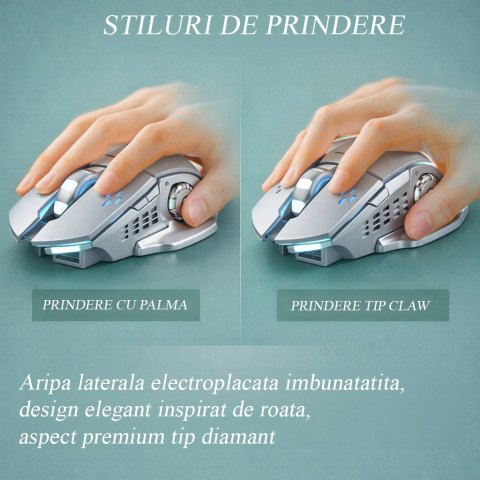 Mouse wireless, 6 butoane, DPI ajustabil, iluminare RGB, reincarcabil [2]
