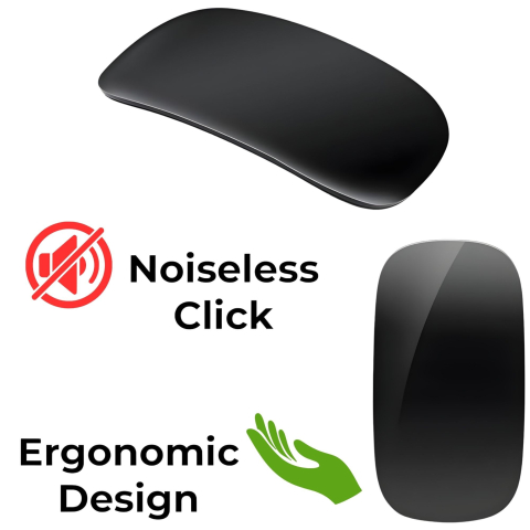 Mouse wireless cu gesturi, Bluetooth si 2.4GHz, reincarcabil USB, silentios, negru [1]