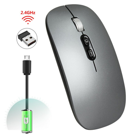 Mouse wireless reincarcabil, model M103, conectare duala 2.4GHz si Bluetooth 5.1, gri inchis [1]