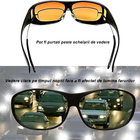 Ochelari pentru viziune pe timp de noapte, polarizati, cu lentila galbena, rama neagra [2]