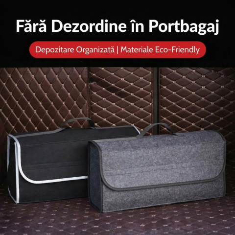 Organizator portbagaj auto pliabil, cutie depozitare multifunctionala, material textil non woven, negru [4]
